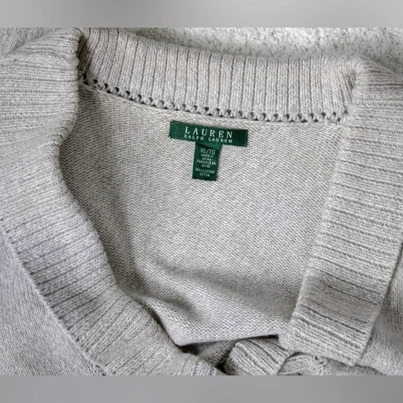 Lauren Ralph Lauren Double Breasted Shawl Collar Women’s Gray Cardigan Size L - Picture 7 of 8